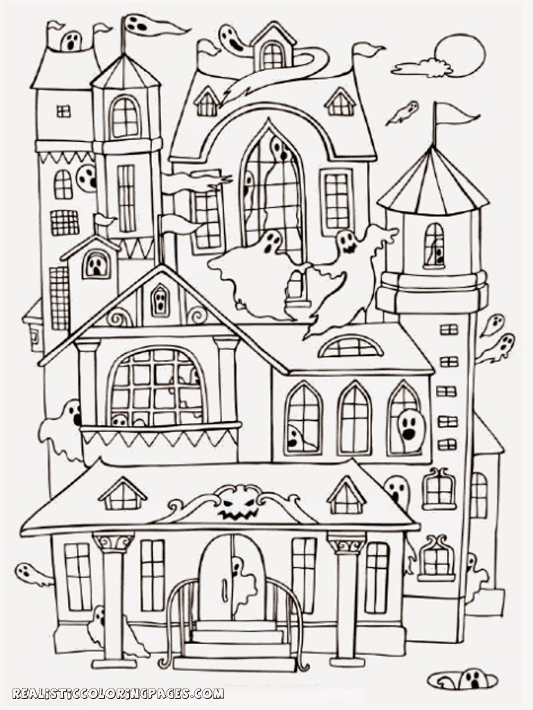 768x1024 Coloring Pages Halloween Haunted Houseloring Pages Download Book - Haunted House Drawing For Halloween