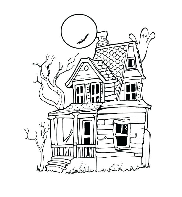 615x665 haunted mansion coloring pages haunted house drawing at free - Haunted Mansion Drawing