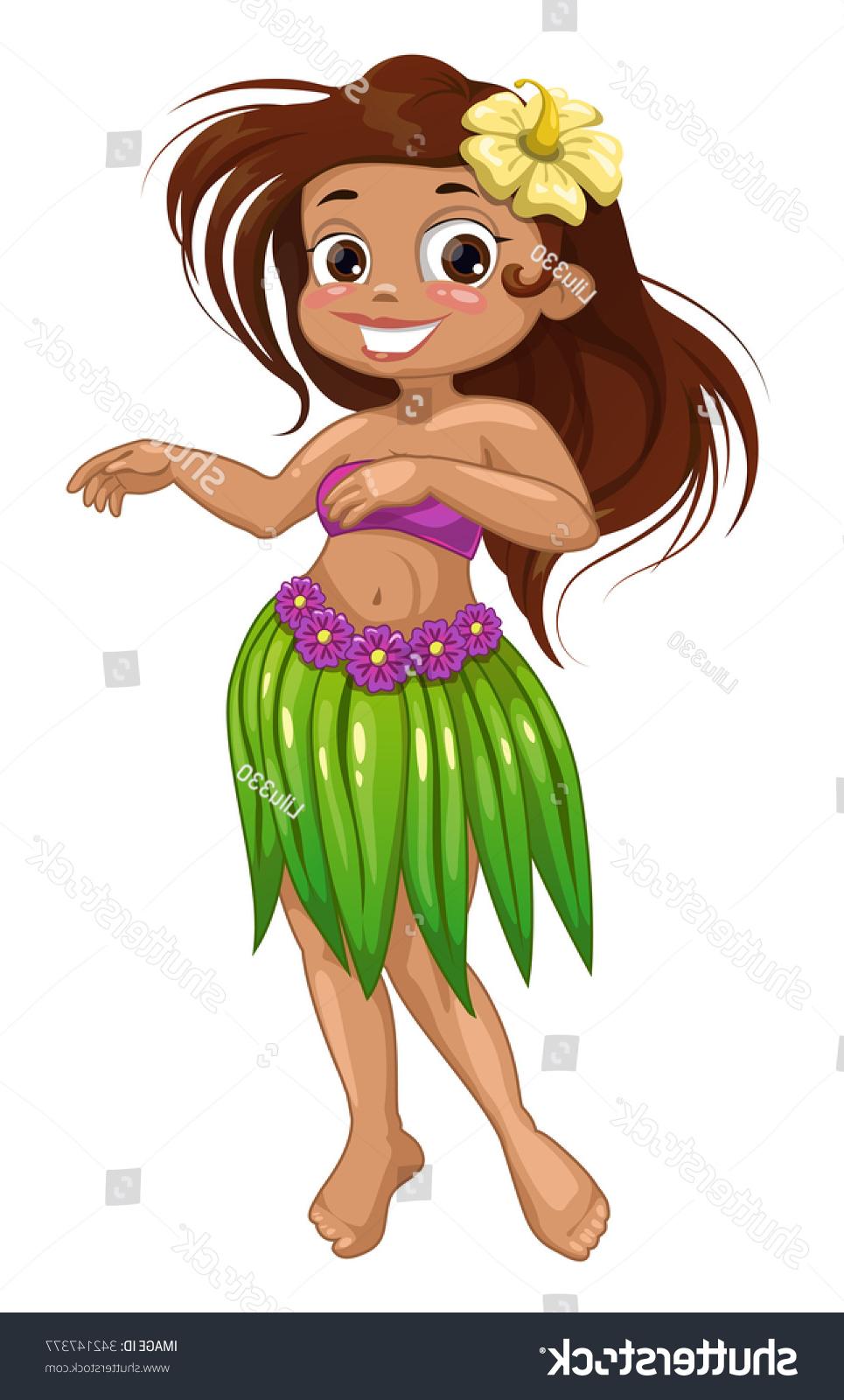 965x1600 hd stock photo cute cartoon dancing hawaiian girl isolated - Hawaiian Girl Drawing
