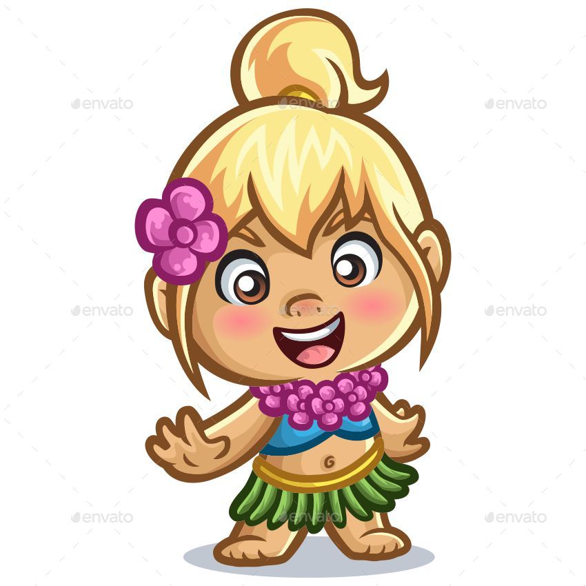 850x850 Hawaii Girl Character Design - Hawaiian Girl Drawing