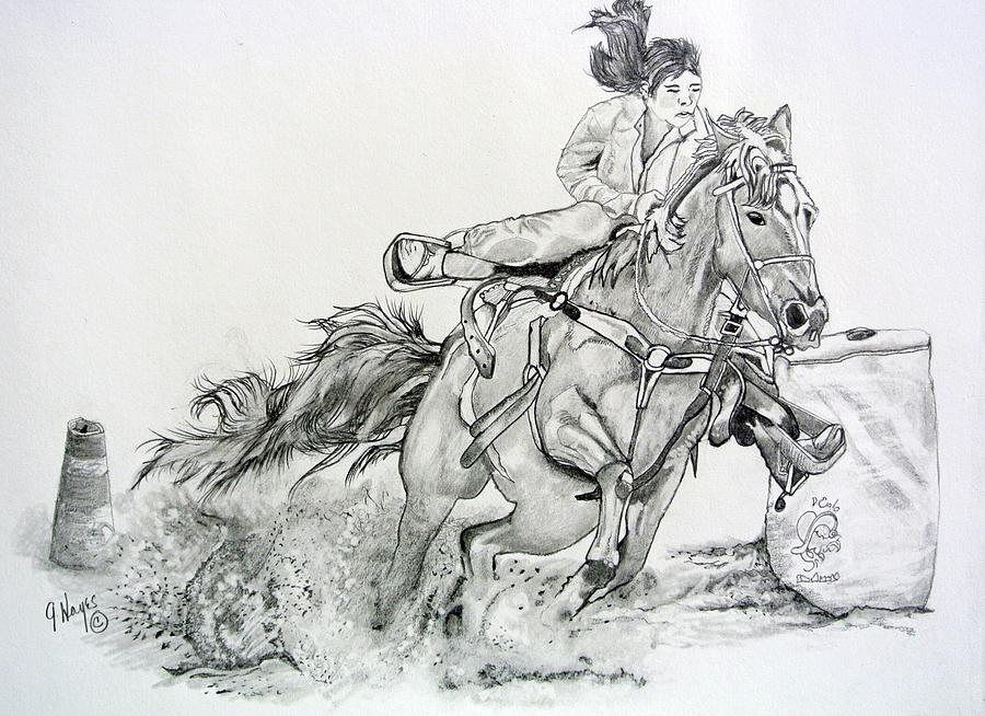 900x654 hawaiian girl barrel racing drawing - Hawaiian Girl Drawing