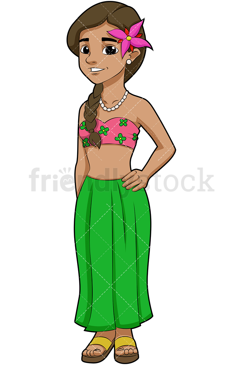 800x1200 hawaiian girl cartoon vector clipart - Hawaiian Girl Drawing