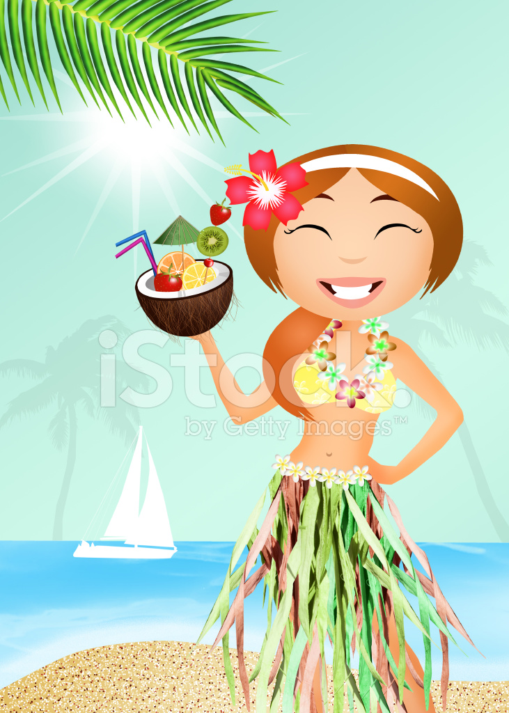 731x1024 hawaiian girl stock vector - Hawaiian Girl Drawing
