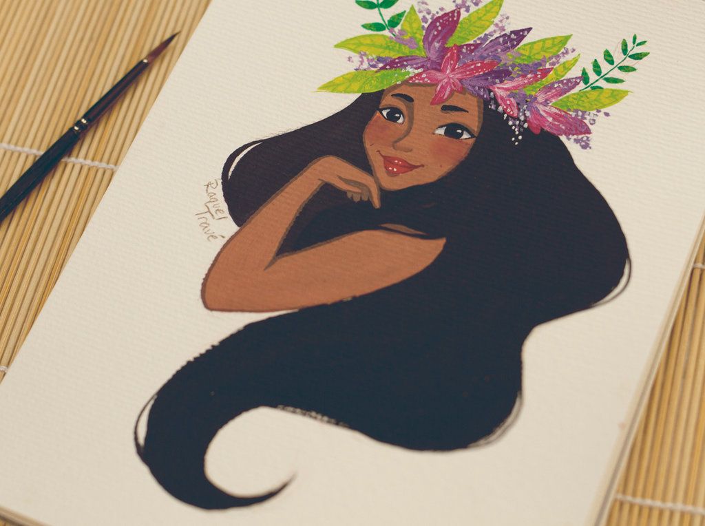 1024x764 hawaiian girl - Hawaiian Girl Drawing