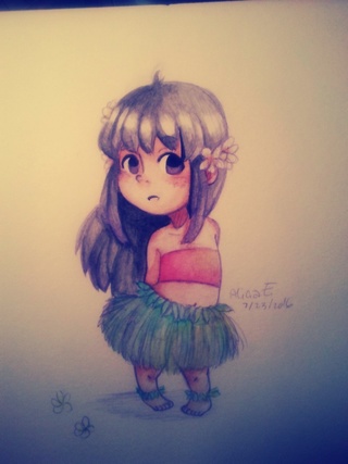 320x427 Smol Little Hula Girl Ignore The Fuzziness Of The Photo Ouo - Hawaiian Girl Drawing
