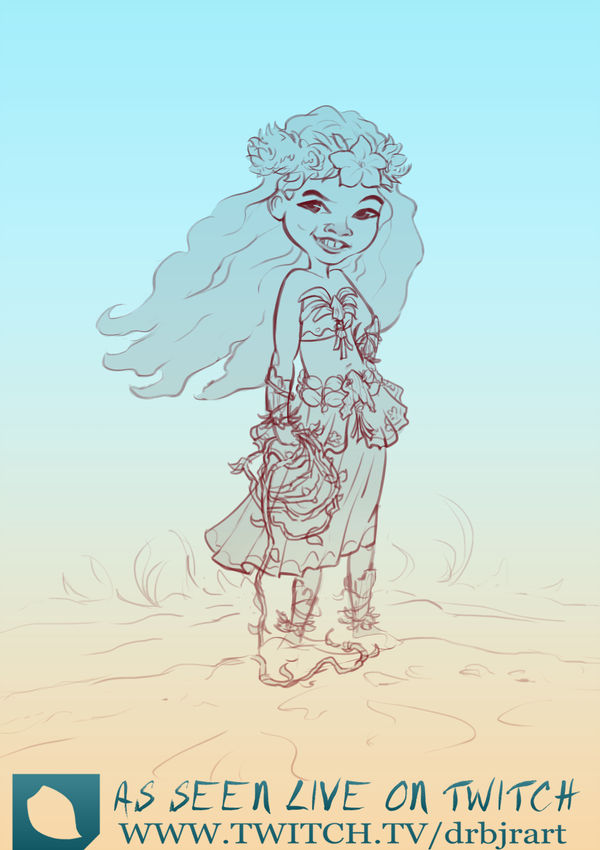 600x850 Wonderwoman - Hawaiian Girl Drawing