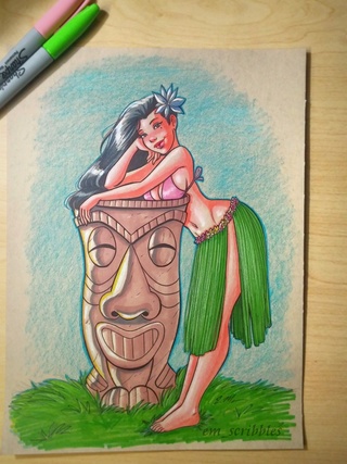 320x427 hula drawings on paigeeworld pictures of hula - Hawaiian Girl Drawing
