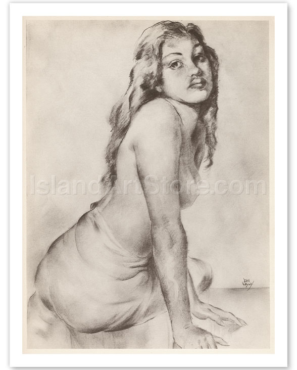 588x732 Fine Art Prints Posters - Hawaiian Girl Drawing