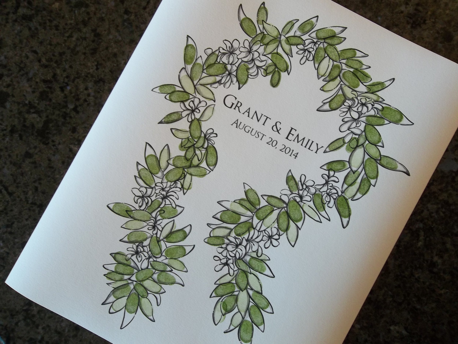 1500x1125 medium hawaiian maile lei guest book customized etsy - Hawaiian Lei Drawing