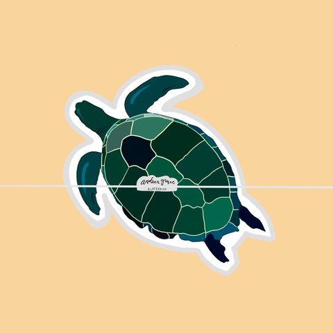 480x480 Hawaiian Green Sea Turtle Sticker - Hawaiian Sea Turtle Drawing