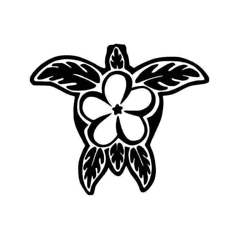 800x800 Hawaii Hibiscus Sea Turtle Vinyl Sticker - Hawaiian Sea Turtle Drawing