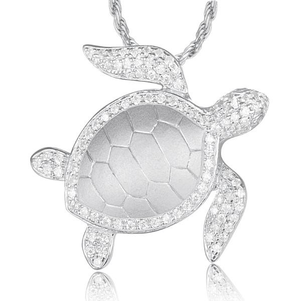 600x600 Solid Sterling Silver Hawaiian Sea Turtle Honu Slide Pendant - Hawaiian Sea Turtle Drawing