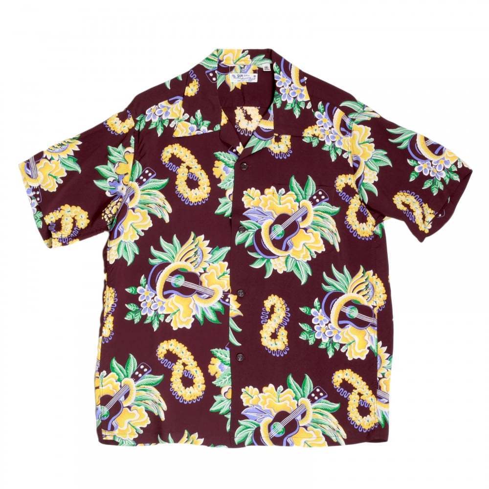 1000x1000 Sun Surf Mens Wine Coloured Hawaiian Shirt With Macintosh - Hawaiian Shirt Drawing
