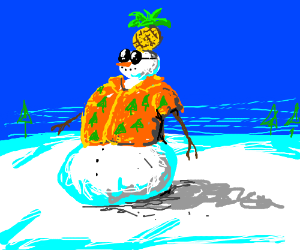 300x250 Snowman Enjoys Xmas Tree Themed Hawaiian Shirt Drawing - Hawaiian Shirt Drawing