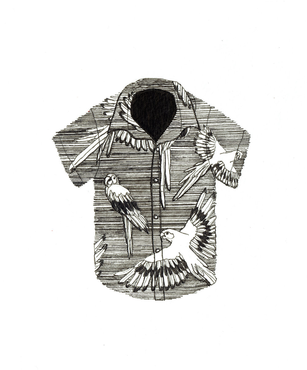 1000x1205 Dad Shirt Ii Fache Desrochers - Hawaiian Shirt Drawing
