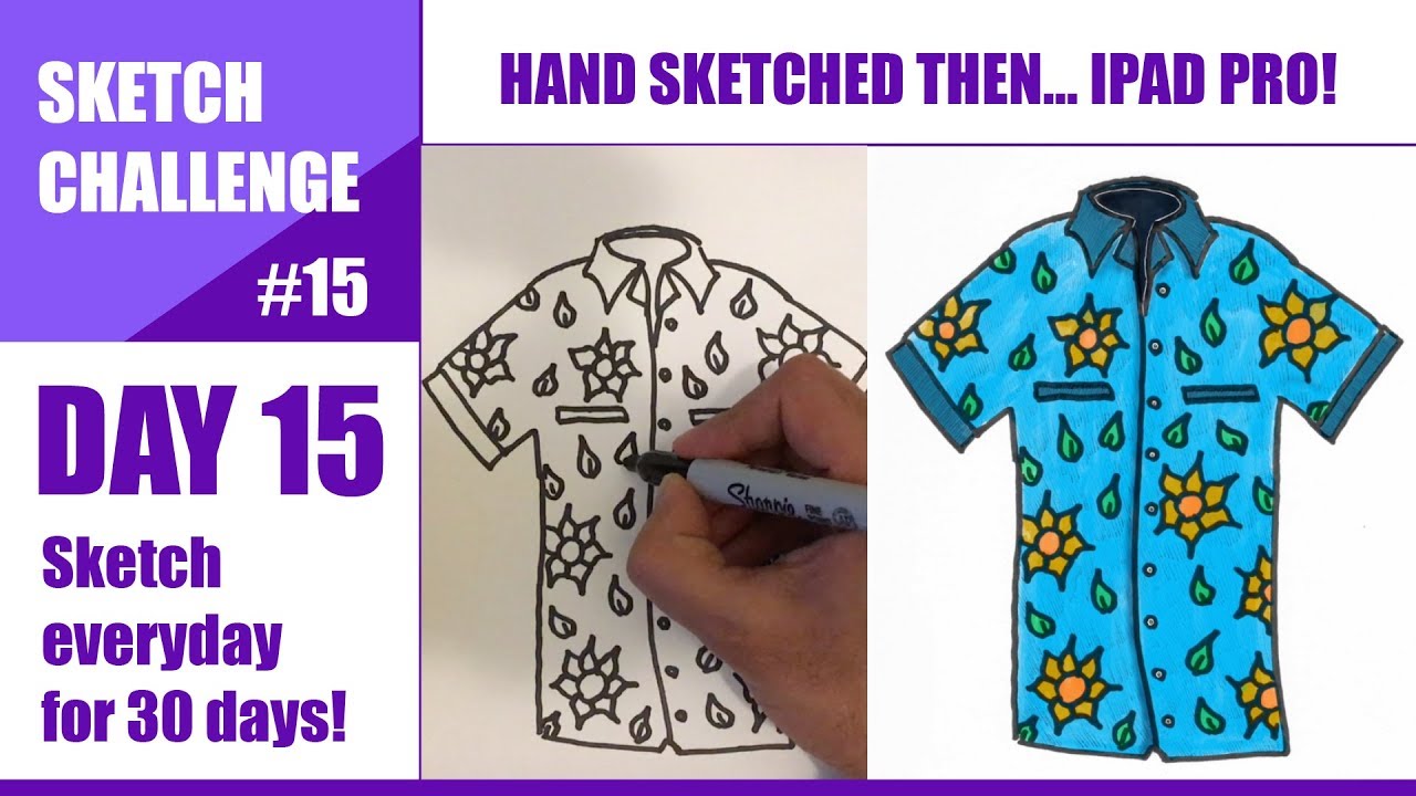 1280x720 Drawing A Hawaiian Shirt Sketch Challenge Day From Pencil - Hawaiian Shirt Drawing