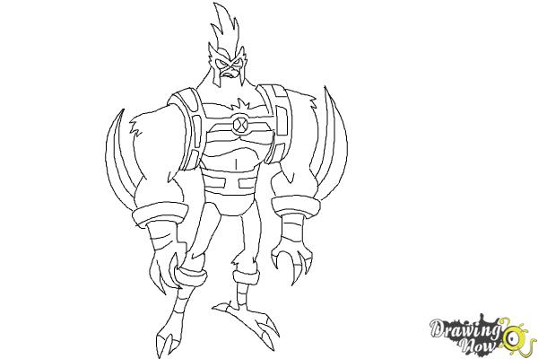 600x400 How To Draw Kickin' Hawk From Ben Omniverse - Hawk Drawing Step By Step