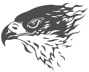 300x242 Fire Flame Eagle Hawk Head Decal Vinyl Sticker For Wall - Hawk Head Drawing