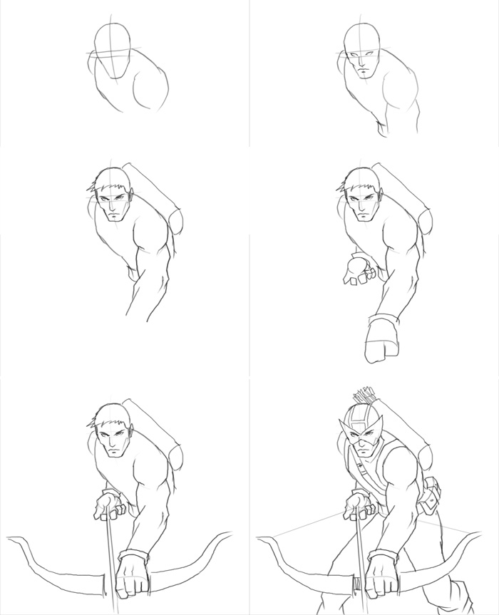 700x863 How To Draw Hawkeye - Hawkeye Drawing