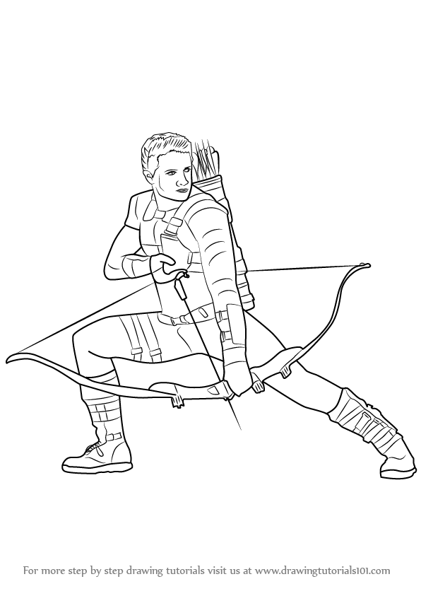 596x843 Learn How To Draw Hawkeye From Captain America Civil War - Hawkeye Drawing