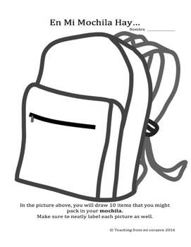 271x350 En Mi Mochila Hay School And Classroom Materials Speaking - Hay Drawing