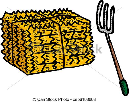 450x359 hay bale and pitchfork isolated stack of hay and pitchfork - Hay Drawing