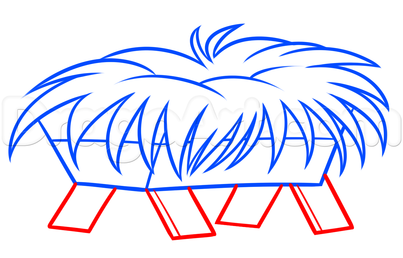 1283x823 How To Draw A Manger, Step - Hay Drawing