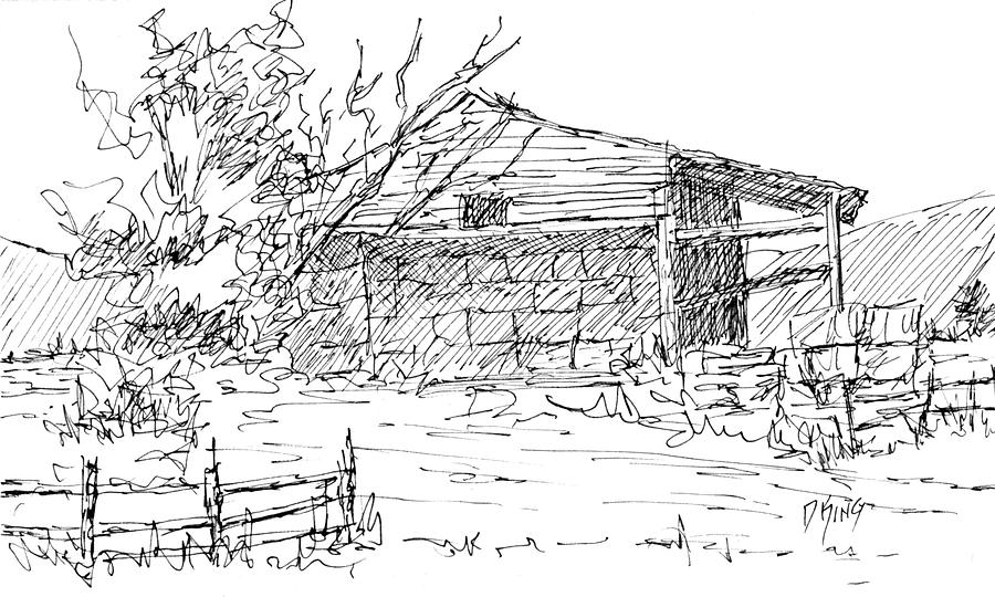 900x540 Mini No Pen Old Hay Shed Drawing - Hay Drawing