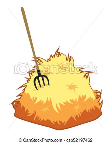 368x470 Pitchfork And A Haystack On A White Background Agricultural - Haystack Drawing