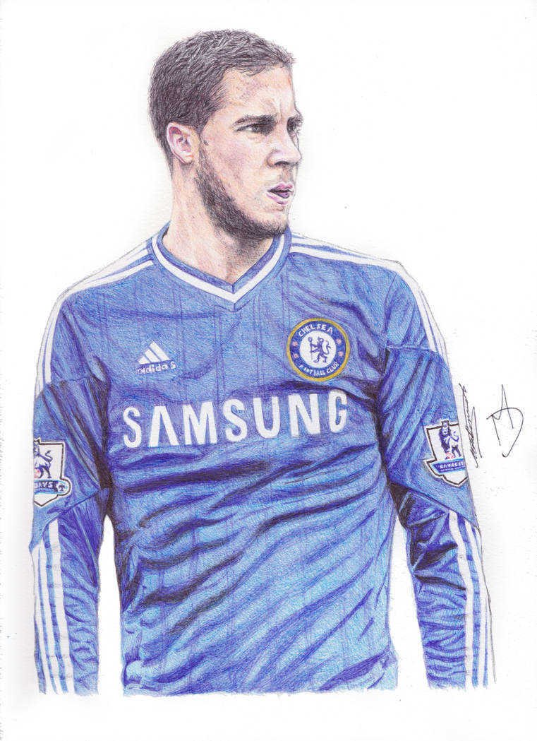 761x1049 eden hazard ballpoint pen drawing - Hazard Drawing