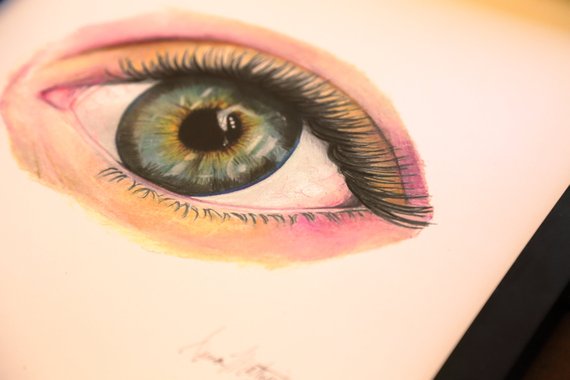 570x380 Realistic Hazel Eye X Art Print Medical Illustration Etsy - Hazel Eye Drawing