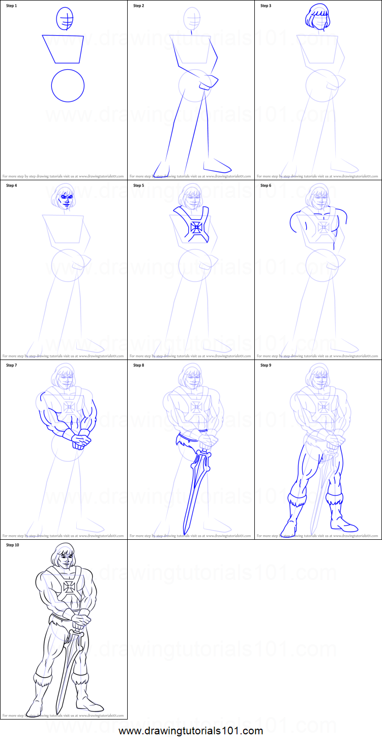 751x1463 How To Draw He Man Printable Step - He Man Drawing