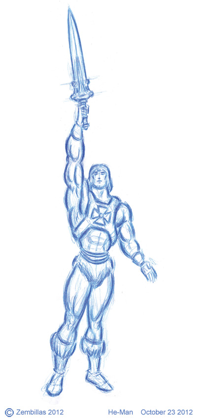 400x850 Charles Zembillas He Man I Have The Power !!! - He Man Drawing