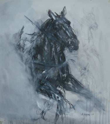 375x422 Horse Head Charcoal Drawing - Head Horse Drawing