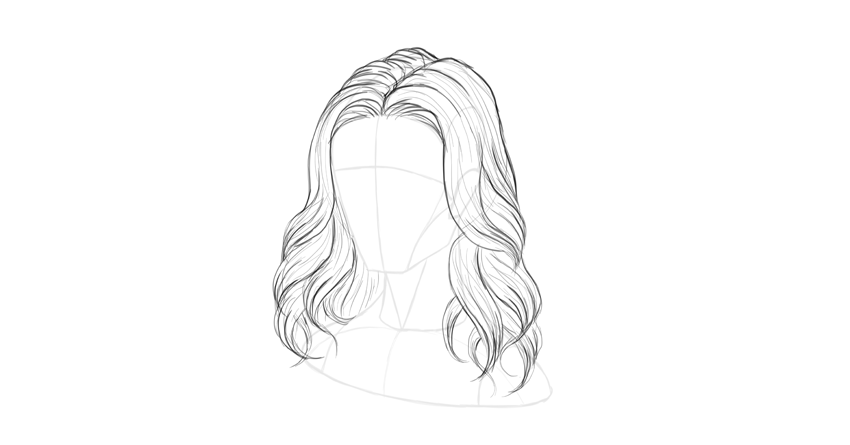 850x445 How To Draw Hair Step - Head Outline Drawing