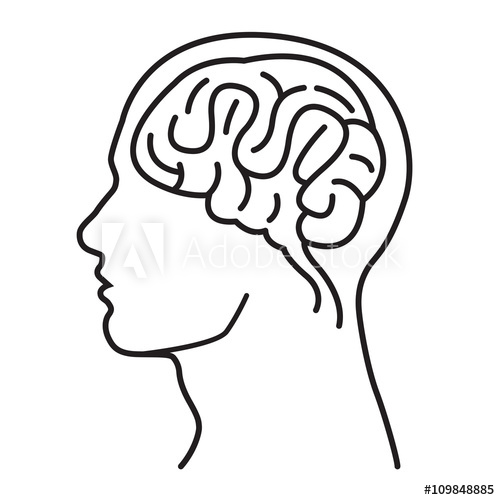 500x500 Men Brain Head Illustration Men Brain Head Outline Draw - Head Outline Drawing