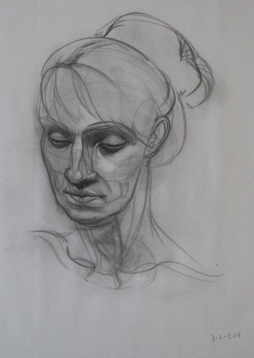 500x703 The Art Of Steven Roberson Head And Hand Study - Head Study Drawing