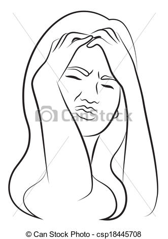 331x470 Woman With Headache - Headache Drawing