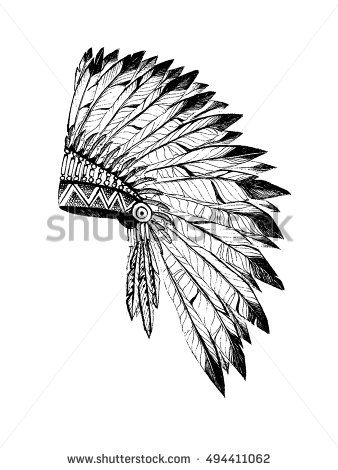 338x470 Vector Illustration Of Merican Indian Chief Headdress In Boho - Headdress Drawing