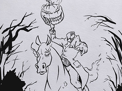400x300 inktober headless horseman - Headless Horseman Drawing