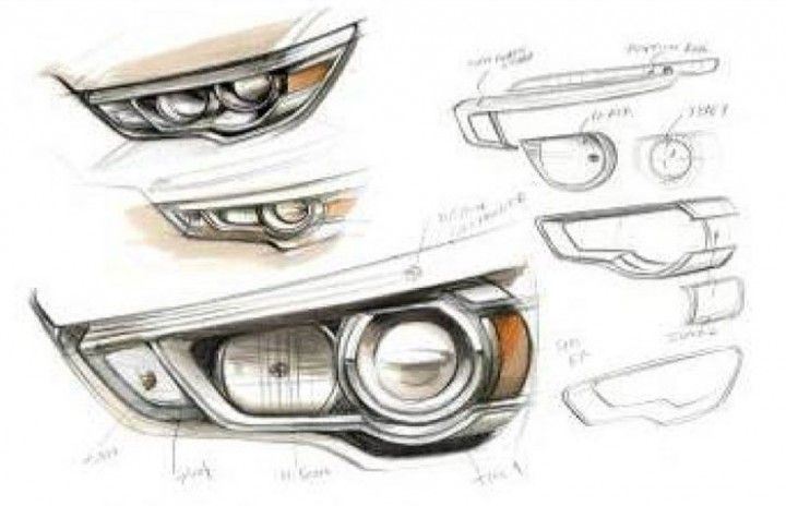720x464 mitsubishi asx headlight design sketches - Headlight Drawing