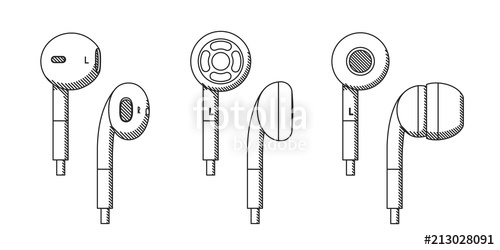 500x250 drawing of earphones stock image and royalty free vector - Headphones Drawing
