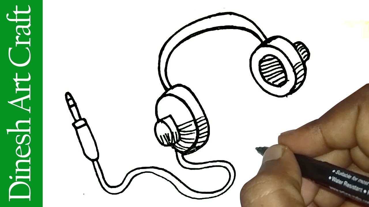 1280x720 how to draw headphones easy headphones drawing for kids - Headphones Drawing