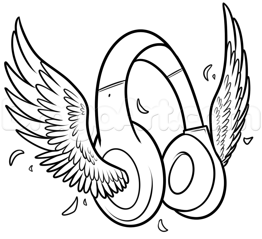 909x830 Drawn Headphones Coloring - Headphones Drawing Png