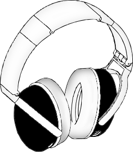 262x301 Headphones Circumaural Bw - Headphones Drawing Png