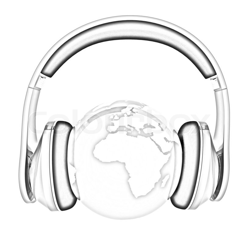 800x800 Earth With Headphones World Music Stock Photo Colourbox - Headset Drawing