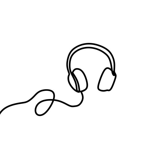 640x640 Headset Vector With One Line Art Style Continuous Single Lineart - Headset Drawing