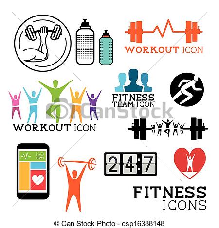 450x470 health and fitness symbols and icons set vector illustrations - Health And Fitness Drawing