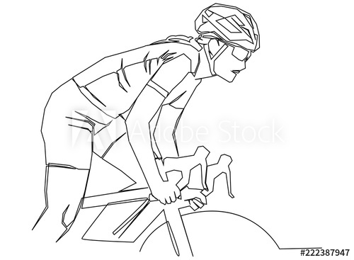 500x367 continuous line drawing of cycling, sports, health, fitness - Health And Fitness Drawing