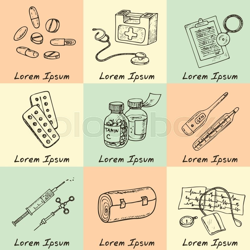 800x800 Health Care And Medicine Drawings Stock Vector Colourbox - Health Drawing